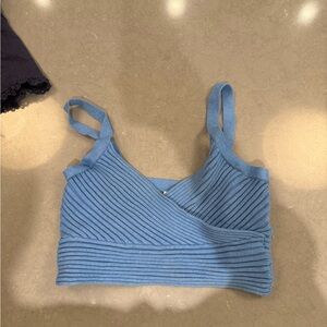 Princess Polly Light Blue Knit Crop Top